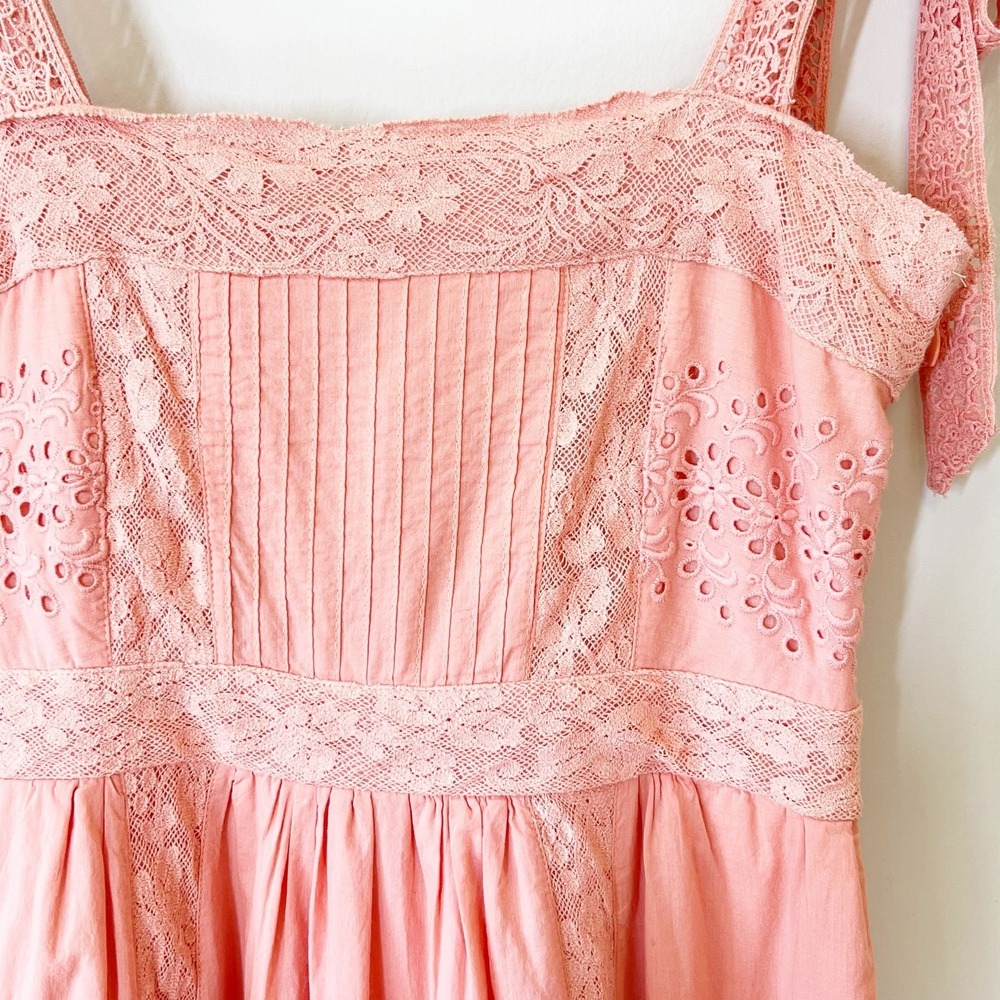 LoveShackFancy Ayala Dress in Peach Blossom Eyelet Midi Size 0 - Picture 5 of 14